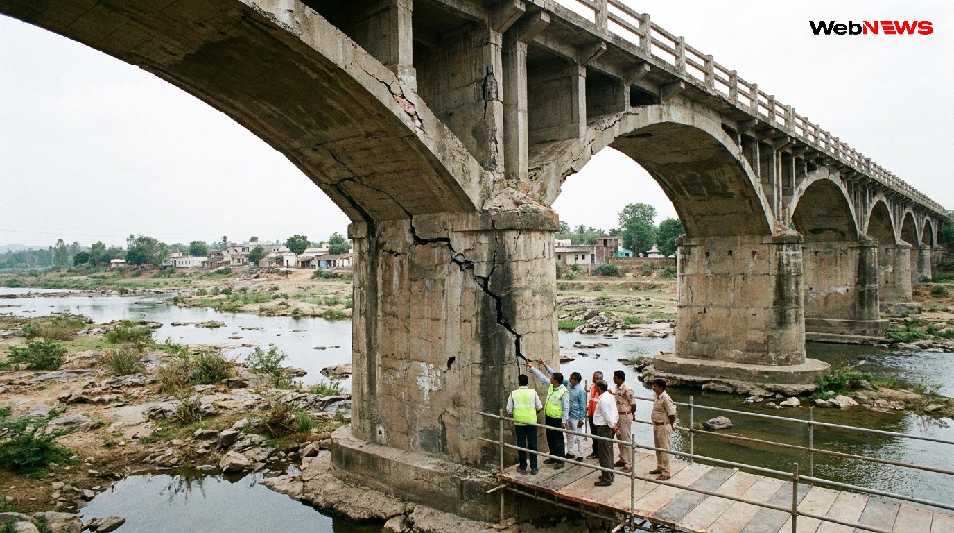 Cracks in 40-Year-Old Vedavati River Bridge Trigger Safety Concerns in Challakere