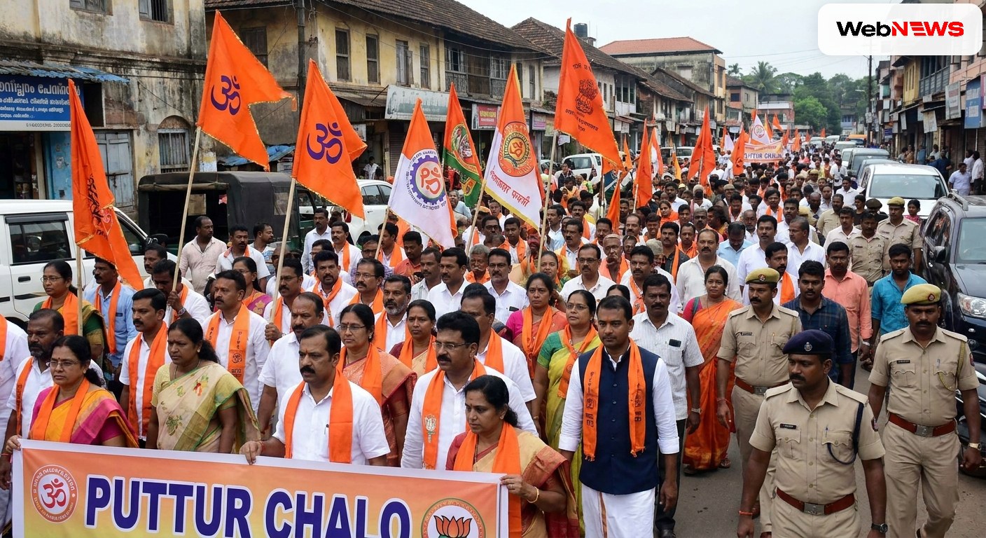 Hindu Organisations Hold 'Puttur Chalo' Rally Over Darbe Digital Service Centre Dispute